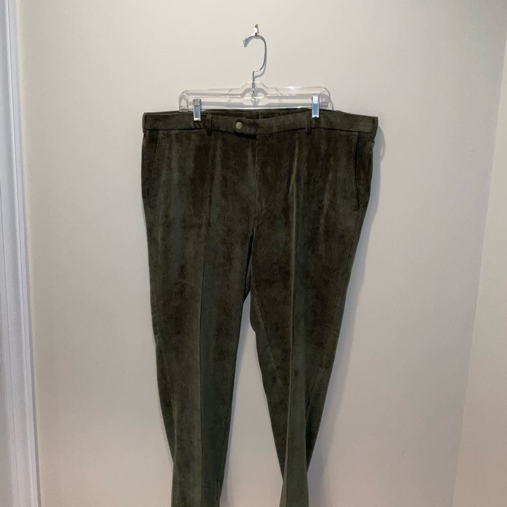 EXCELLENT CONDITION PETER MILLAR NANOLUXE OLIVE CORDUROY PANTS ALTERED SIZE 42